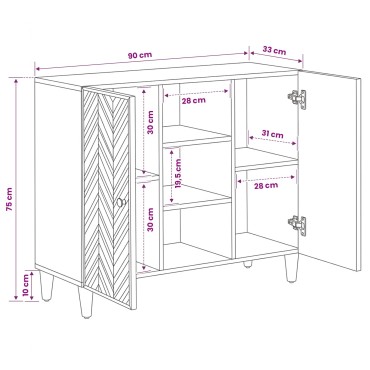 vidaXL Ντουλάπες Αποθήκευσης Καφέ 90x33,5x75cm Στερεό ξύλο μάνγκο