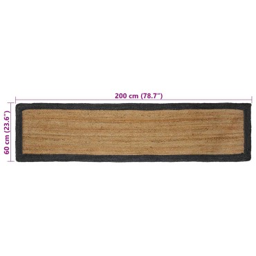 vidaXL Χαλί Περιοχής Σκούρο Γκρι 60x200cm Γιούτα