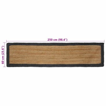 vidaXL Χαλί Περιοχής Σκούρο Γκρι 60x250cm Γιούτα