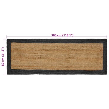 vidaXL Χαλί Περιοχής Σκούρο Γκρι 80x300cm Γιούτα