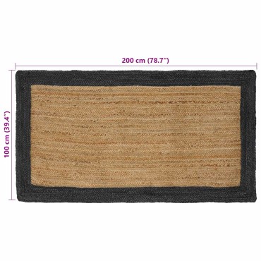 vidaXL Χαλί Περιοχής Σκούρο Γκρι 100x200cm Γιούτα