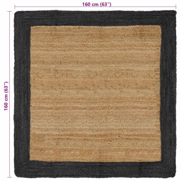 vidaXL Χαλί Περιοχής Σκούρο Γκρι 160x160cm Γιούτα