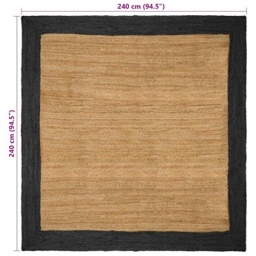 vidaXL Χαλί Περιοχής Σκούρο Γκρι 240x240cm Γιούτα