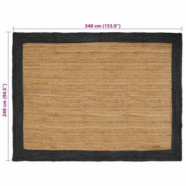 vidaXL Χαλί Περιοχής Σκούρο Γκρι 240x340cm Γιούτα
