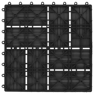 vidaXL Πλάκα Κατασκευής 11 τμχ. Μαύρο 30 x 30 cm WPC