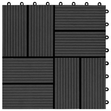vidaXL Πλάκα Κατασκευής 11 τμχ. Μαύρο 30 x 30 cm WPC