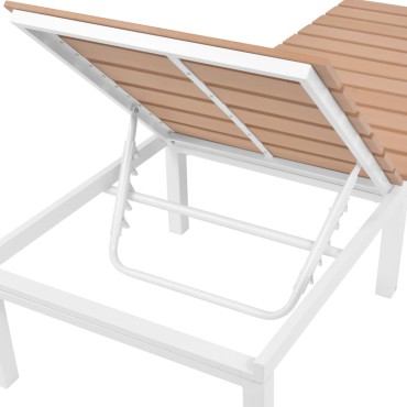 vidaXL Ξαπλώστρα Καφέ από Αλουμίνιο / WPC 63x198x(33-92)cm 1 τεμ.