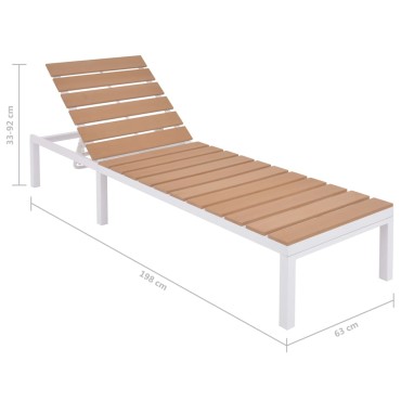 vidaXL Ξαπλώστρα Καφέ από Αλουμίνιο / WPC 63x198x(33-92)cm 1 τεμ.