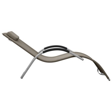 vidaXL Ξαπλώστρα Taupe / Γκρι από Textilene 159x62x67cm 1 τεμ.