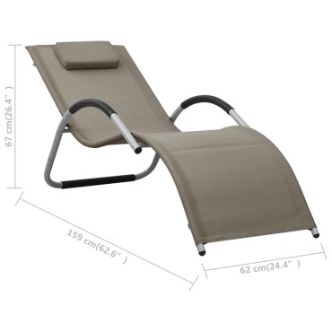vidaXL Ξαπλώστρα Taupe / Γκρι από Textilene 159x62x67cm 1 τεμ.