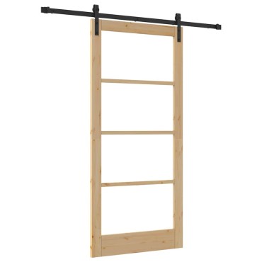 vidaXL Συρόμενη Πόρτα ORKDAL Φυσικό και Μαύρο 93 x 202 cm