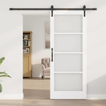 vidaXL Συρόμενη Πόρτα ORKDAL Λευκό και Μαύρο 83 x 202 εκ.