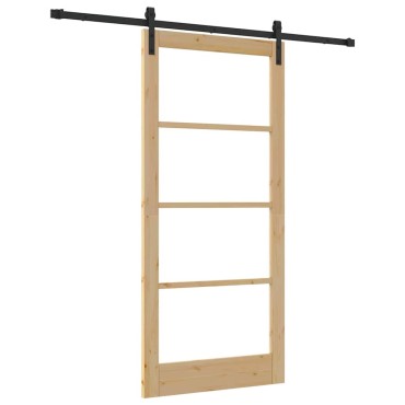 vidaXL Συρόμενη Πόρτα ORKDAL Φυσικό και Μαύρο 93 x 202 cm