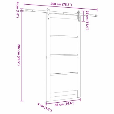 vidaXL Συρόμενη Πόρτα ORKDAL Φυσικό και Μαύρο 93 x 202 cm