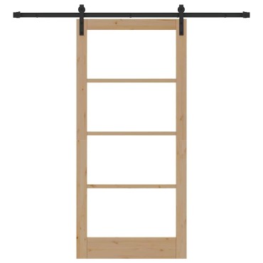 vidaXL Συρόμενη Πόρτα ORKDAL Φυσικό και Μαύρο 93 x 202 cm