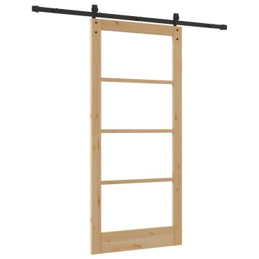 vidaXL Συρόμενη Πόρτα ORKDAL Φυσικό και Μαύρο 93 x 202 cm