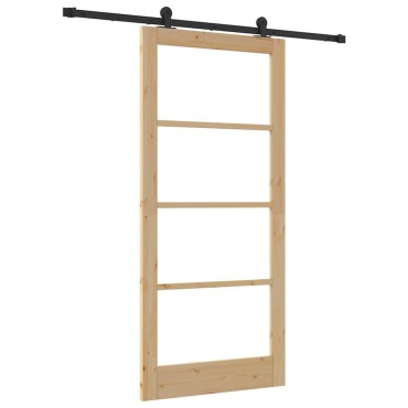 vidaXL Συρόμενη Πόρτα ORKDAL Φυσικό και Μαύρο 93 x 202 cm