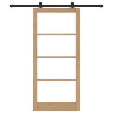 vidaXL Συρόμενη Πόρτα ORKDAL Φυσικό και Μαύρο 93 x 202 cm