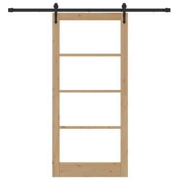 vidaXL Συρόμενη Πόρτα Φυσικό και Μαύρο 93 x 202 cm