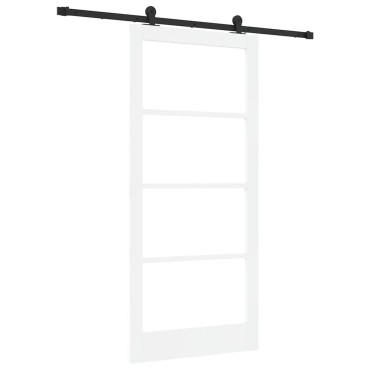 vidaXL Συρόμενη Πόρτα ORKDAL 93 x 202 cm Μασίφ ξύλο πεύκου και γυαλί