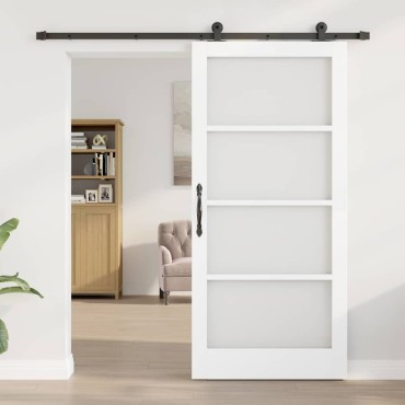 vidaXL Συρόμενη Πόρτα ORKDAL 93 x 202 cm Μασίφ ξύλο πεύκου και γυαλί