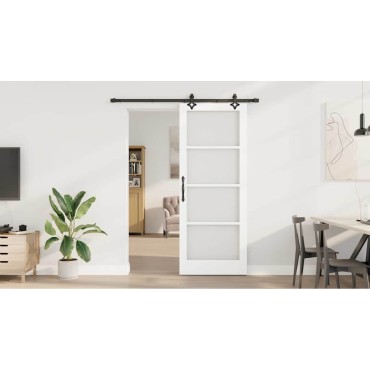 vidaXL Συρόμενη Πόρτα ORKDAL Λευκό και Μαύρο 83 x 211 εκ.