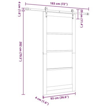 vidaXL Συρόμενη Πόρτα Λευκό 93 x 202 cm Μασίφ ξύλο πεύκου και γυαλί