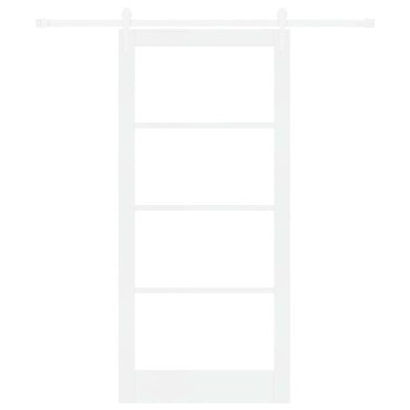 vidaXL Συρόμενη Πόρτα Λευκό 93 x 202 cm Μασίφ ξύλο πεύκου και γυαλί