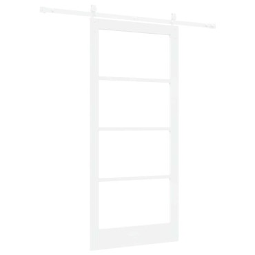 vidaXL Συρόμενη Πόρτα Λευκό 93 x 202 cm Μασίφ ξύλο πεύκου και γυαλί