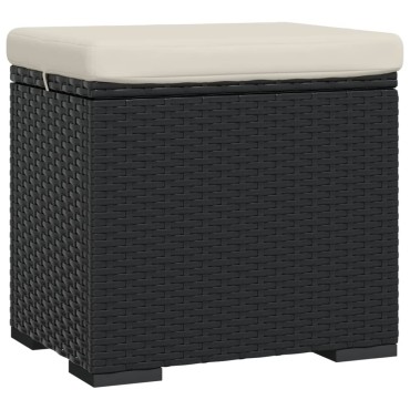 vidaXL Υποπόδιο με Μαξιλάρι Μαύρο 40x30x40cm από Συνθετικό Ρατάν 1 τεμ.