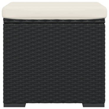 vidaXL Υποπόδιο με Μαξιλάρι Μαύρο 40x30x40cm από Συνθετικό Ρατάν 1 τεμ.