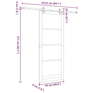 vidaXL Συρόμενη Πόρτα Λευκό 93 x 232 εκ. Μασίφ ξύλο πεύκου και γυαλί