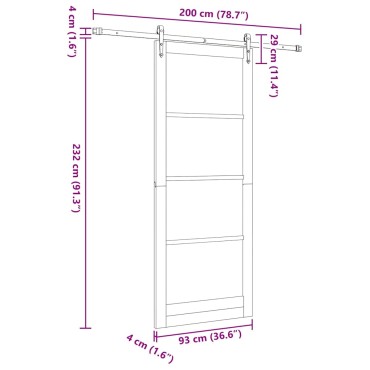 vidaXL Συρόμενη Πόρτα 93 x 232 εκ. Μασίφ ξύλο πεύκου και γυαλί Λευκό