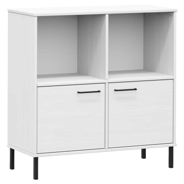 vidaXL Βιβλιοθήκη OSLO Λευκή 90x35x90,5cm Μασίφ Ξύλο με Μετ. Πόδια 1 τεμ.