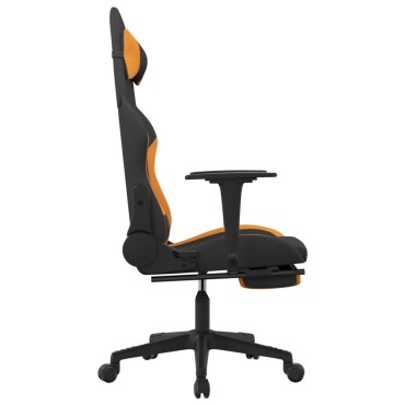 vidaXL Καρέκλα Gaming Μαύρο/Πορτοκαλί Ύφασμα με Υποπόδιο 64x60x(117-127)cm 1 τεμ.