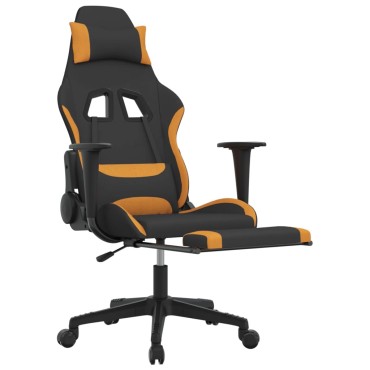 vidaXL Καρέκλα Gaming Μαύρο/Πορτοκαλί Ύφασμα με Υποπόδιο 64x60x(117-127)cm 1 τεμ.