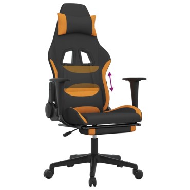 vidaXL Καρέκλα Gaming Μαύρο/Πορτοκαλί Ύφασμα με Υποπόδιο 64x60x(117-127)cm 1 τεμ.