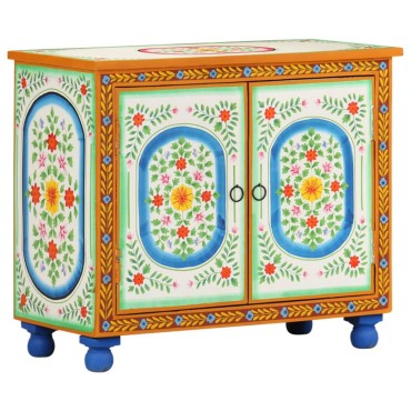 vidaXL Ντουλάπι με Χειροπ. Λεπτομέρειες 70x35x60cm Μασίφ Ξύλο Μάνγκο 1 τεμ.