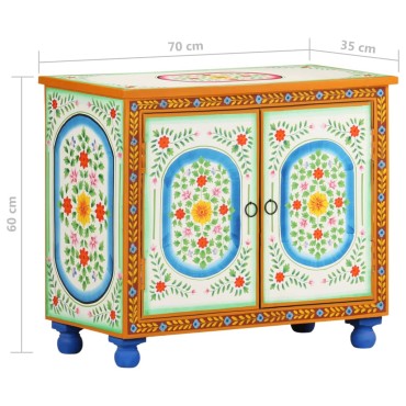 vidaXL Ντουλάπι με Χειροπ. Λεπτομέρειες 70x35x60cm Μασίφ Ξύλο Μάνγκο 1 τεμ.