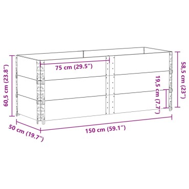 vidaXL Κολάρα Παλέτας 3 τεμ. Μαύρο 150x50 εκ. από Μασίφ Ξύλο Πεύκου