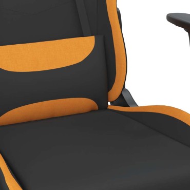 vidaXL Καρέκλα Μασάζ Gaming Μαύρο/Πορτοκαλί Ύφασμα με Υποπόδιο 64x60x(117-127)cm 1 τεμ.