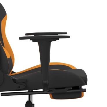 vidaXL Καρέκλα Μασάζ Gaming Μαύρο/Πορτοκαλί Ύφασμα με Υποπόδιο 64x60x(117-127)cm 1 τεμ.