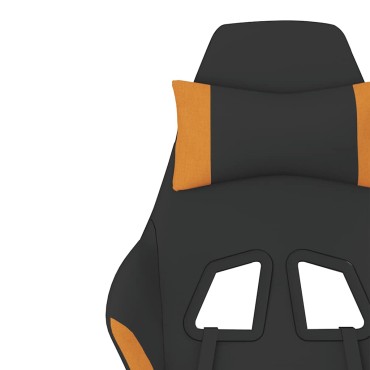 vidaXL Καρέκλα Μασάζ Gaming Μαύρο/Πορτοκαλί Ύφασμα με Υποπόδιο 64x60x(117-127)cm 1 τεμ.