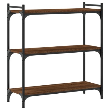 vidaXL Βιβλιοθήκη 3 Επιπέδων Καφέ Δρυς 80x30x86cm Επεξεργ. Ξύλο 1 τεμ.