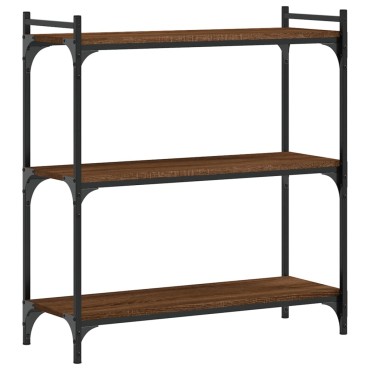 vidaXL Βιβλιοθήκη 3 Επιπέδων Καφέ Δρυς 80x30x86cm Επεξεργ. Ξύλο 1 τεμ.