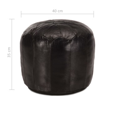 vidaXL Πουφ Μαύρο 40x35cm από Γνήσιο Δέρμα Κατσίκας 1 τεμ.