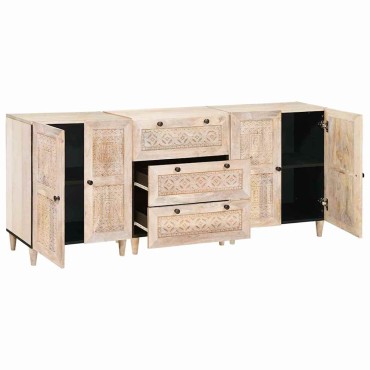 vidaXL Πλαϊνό γραφείο 3 τεμ. 180x33,5x75cm Μασίφ ξύλο μάνγκο