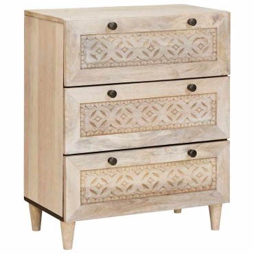vidaXL Πλαϊνό γραφείο 3 τεμ. 180x33,5x75cm Μασίφ ξύλο μάνγκο