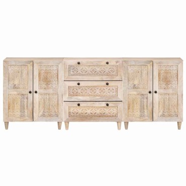 vidaXL Πλαϊνό γραφείο 3 τεμ. 180x33,5x75cm Μασίφ ξύλο μάνγκο
