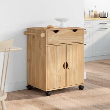 vidaXL Τρόλεϊ Κουζίνας OTTA 59x45x80cm από Μασίφ Ξύλο Πεύκου 1 τεμ.